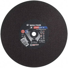 WALTER Surface Technologies - 16" 30 Grit Aluminum Oxide Cutoff Wheel - 7/64" Thick, 1" Arbor, 3,800 Max RPM, Use with Chop Saws - Caliber Tooling