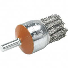 WALTER Surface Technologies - 1-1/8" Brush Diam, Knotted, End Brush - 1/4" Diam Shank, 20,000 Max RPM - Caliber Tooling