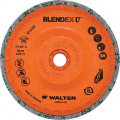 WALTER Surface Technologies - 5" Fine Grade Silicon Carbide Deburring Disc - 5/8-11 Threaded Center Hole, Arbor Connection, Orange, 10,500 Max RPM - Caliber Tooling