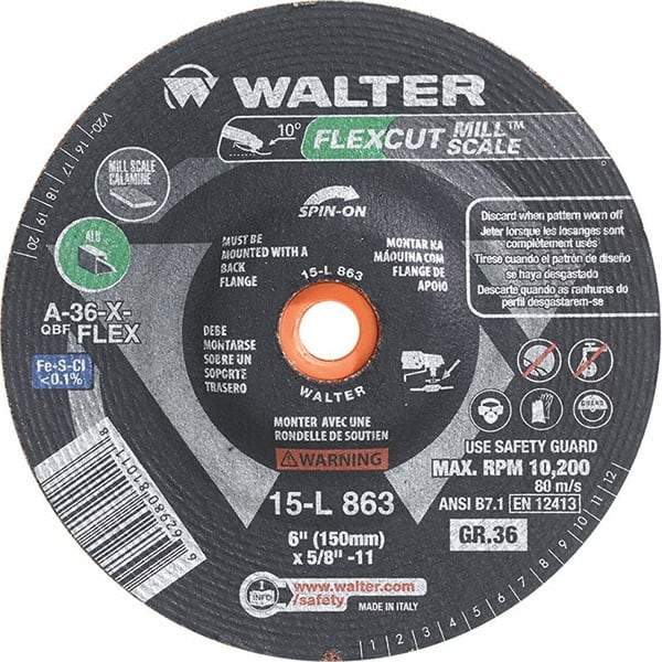 WALTER Surface Technologies - 6" Diam, 36 Grit Surface Grinding Wheel - Caliber Tooling