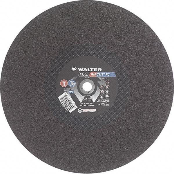 WALTER Surface Technologies - 20" 24 Grit Aluminum Oxide Cutoff Wheel - 3/16" Thick, 1" Arbor, 3,000 Max RPM, Use with Stationary Tools - Caliber Tooling