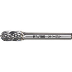 WALTER Surface Technologies - 5/16" Cut Diam, 1/4" Shank Diam, Cylinder Ball End Head Double Cut Burr - Carbide, 3/4" LOC - Caliber Tooling