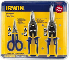 Irwin - 3 Piece Aviation Snip Set - Left, Right, Straight, 7, 10, 11-3/4" OAL, 1-5/16, 2, 3-1/8" LOC - Caliber Tooling