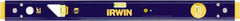 Irwin - 24" Long 3 Vial Box Beam Level - Aluminum, Blue/Yellow, 1 Level & 2 Plumb Vials - Caliber Tooling