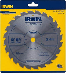 Irwin Blades - 8-1/4" Diam, 5/8" Arbor Hole Diam, 24 Tooth Wet & Dry Cut Saw Blade - Carbide-Tipped, Smooth Action, Diamond Arbor - Caliber Tooling