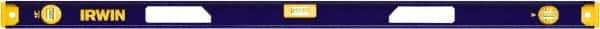 Irwin - Magnetic 48" Long 3 Vial I-Beam Level - Aluminum, Blue/Yellow, 1 Plumb & 2 Level Vials - Caliber Tooling