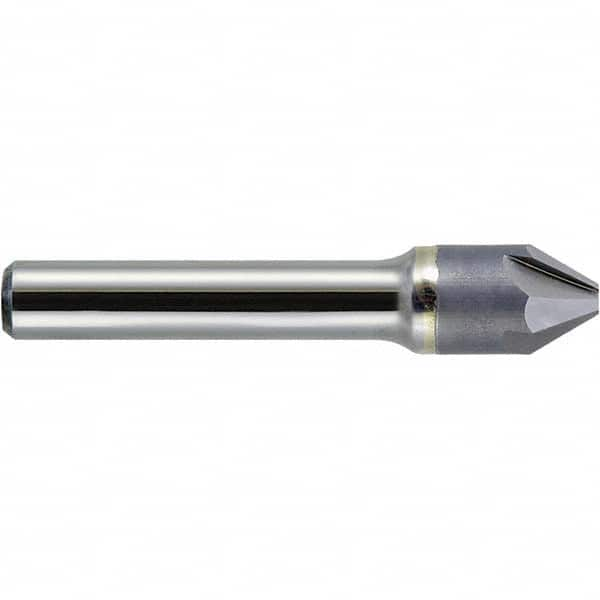 Melin Tool - 1/8" Head Diam, 1/8" Shank Diam, 4 Flute 100° Carbide-Tipped Countersink - Caliber Tooling