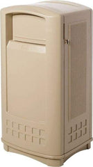 Rubbermaid - 35 Gal Beige Rectangle Decorative Waste Receptacle With Top - 1,044mm High x 543.56mm Long x 515.62mm Wide - Caliber Tooling