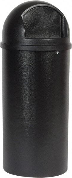 Rubbermaid - 25 Gal Black Round Decorative Waste Receptacle With Top - 42" High - Caliber Tooling