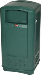 Rubbermaid - 35 Gal Green Rectangle Decorative Waste Receptacle With Top - 1,044mm High x 543.56mm Long x 515.62mm Wide - Caliber Tooling