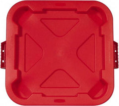 Rubbermaid - Square Lid for Use with 28 Gal Square Trash Cans - Red, Polyethylene, For Brute Trash Cans - Caliber Tooling