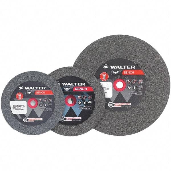 WALTER Surface Technologies - 46 Grit Aluminum Oxide Bench & Pedestal Grinding Wheel - 8" Diam x 1" Hole x 1" Thick, 3600 Max RPM, Medium Grade, Vitrified Bond - Caliber Tooling