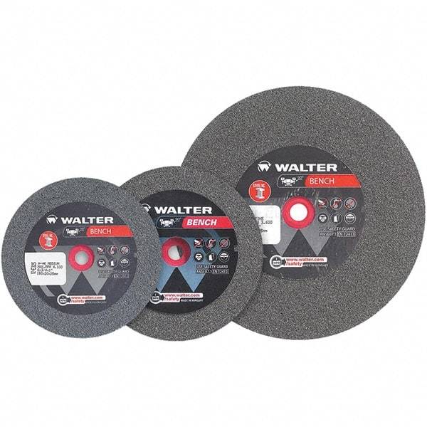 WALTER Surface Technologies - 24 Grit Aluminum Oxide Bench & Pedestal Grinding Wheel - 8" Diam x 1" Hole x 1-1/4" Thick, 3600 Max RPM, Coarse Grade, Vitrified Bond - Caliber Tooling