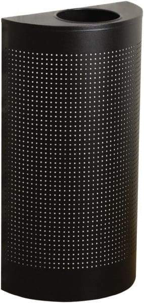 Rubbermaid - 12 Gal Black Half-Round Decorative Waste Receptacle With Top - Steel, 32" High x 18" Wide - Caliber Tooling