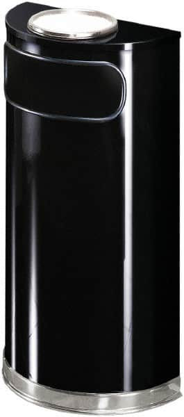 Rubbermaid - 9 Gal Black Half-Round Decorative Waste Receptacle With Top - Steel, 813mm High x 457.2mm Wide - Caliber Tooling