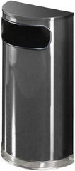 Rubbermaid - 9 Gal Gray Half-Round Decorative Waste Receptacle With Top - Steel, 813mm High x 457.2mm Wide - Caliber Tooling