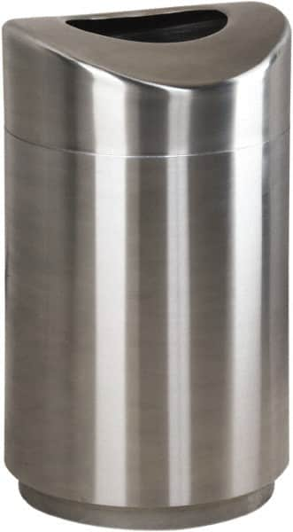 Rubbermaid - 30 Gal Silver Round Decorative Waste Receptacle With Top - Metal, 851mm High - Caliber Tooling