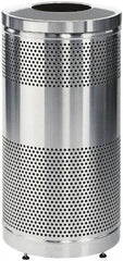 Rubbermaid - 25 Gal Silver Round Decorative Waste Receptacle With Top - Stainless Steel, 902mm High - Caliber Tooling