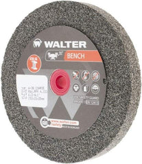 WALTER Surface Technologies - 36 Grit Aluminum Oxide Bench & Pedestal Grinding Wheel - 6" Diam x 1" Hole x 3/4" Thick, 4100 Max RPM, Coarse Grade, Vitrified Bond - Caliber Tooling