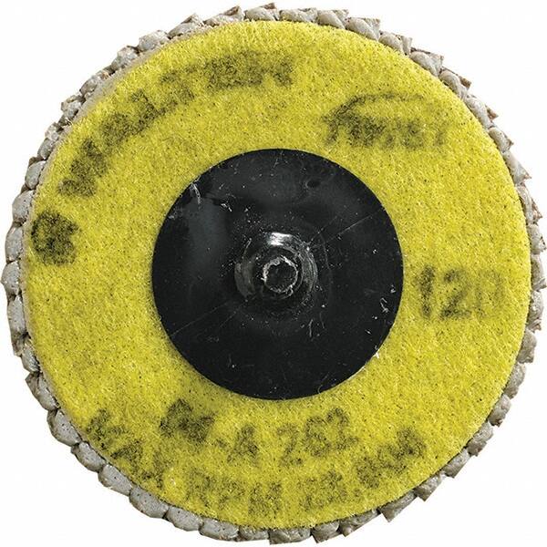 WALTER Surface Technologies - 120 Grit, 2-1/2" Disc Diam, Aluminum Oxide Flap Disc - 23,000 Max RPM, Fiber Backing, Quick Change Type R Attaching System, Coated - Caliber Tooling