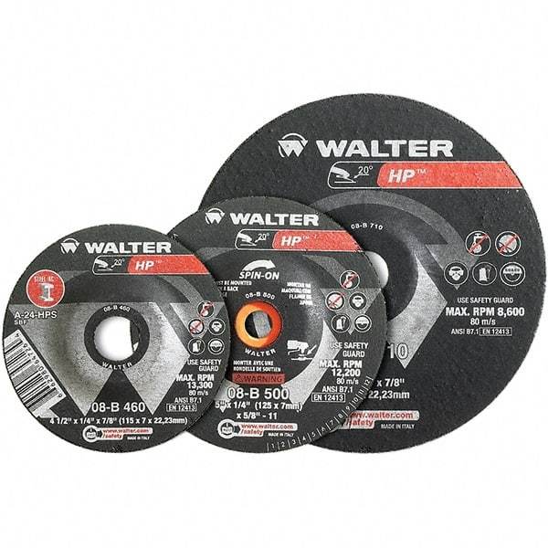 WALTER Surface Technologies - 7" Diam 7/8" Hole 60 Grit Fiber Disc - Ceramic, Series 15-X, Coolcut XX - Caliber Tooling