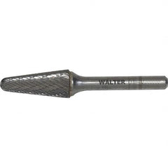 WALTER Surface Technologies - 1/2" Cut Diam, 1/4" Shank Diam, Cone Head Double Cut Burr - Carbide, 1-1/8" LOC - Caliber Tooling