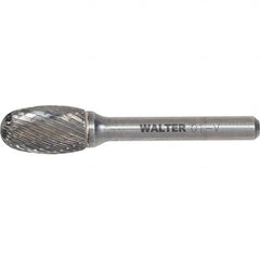 WALTER Surface Technologies - 1/2" Cut Diam, 1/4" Shank Diam, Egg Head Double Cut Burr - Carbide, 7/8" LOC - Caliber Tooling