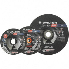 WALTER Surface Technologies - 20 Grit, 9" Wheel Diam, 5/32" Wheel Thickness, 7/8" Arbor Hole, Type 27 Depressed Center Wheel - Aluminum Oxide/Silicon Carbide Blend, Resinoid Bond, 6,600 Max RPM - Caliber Tooling