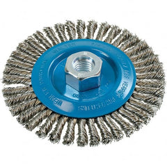 WALTER Surface Technologies - 5" OD, 5/8-11 Arbor Hole, Stringer Bead Stainless Steel Wheel Brush - 1/4" Face Width, 0.02" Filament Diam, 15,000 RPM - Caliber Tooling