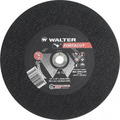 WALTER Surface Technologies - 12" 24 Grit Aluminum Oxide Cutoff Wheel - 1/8" Thick, 20mm Arbor, 6,300 Max RPM, Use with Electric & Gas Powered Saws - Caliber Tooling