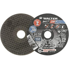 WALTER Surface Technologies - 2" 24 Grit Aluminum Oxide Cutoff Wheel - 1/8" Thick, 5/16" Arbor, 31,000 Max RPM, Use with Die Grinders - Caliber Tooling