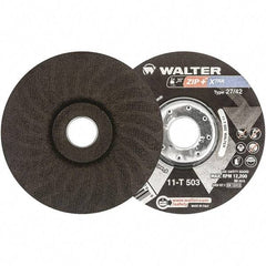 WALTER Surface Technologies - 46 Grit, 5" Wheel Diam, 1/16" Wheel Thickness, 7/8" Arbor Hole, Type 27 Depressed Center Wheel - Aluminum Oxide, Resinoid Bond, 12,200 Max RPM - Caliber Tooling