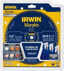 Irwin Blades - 10" Diam, 5/8" Arbor Hole Diam, 84 Tooth Wet & Dry Cut Saw Blade - Carbide-Tipped, Finishing Action, Standard Round Arbor - Caliber Tooling