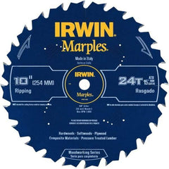 Irwin Blades - 10" Diam, 5/8" Arbor Hole Diam, 24 Tooth Wet & Dry Cut Saw Blade - Carbide-Tipped, Finishing Action, Standard Round Arbor - Caliber Tooling