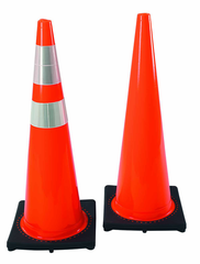 28" PVC Traffic Cone wit 6" & 4" rfl. Collars - Caliber Tooling