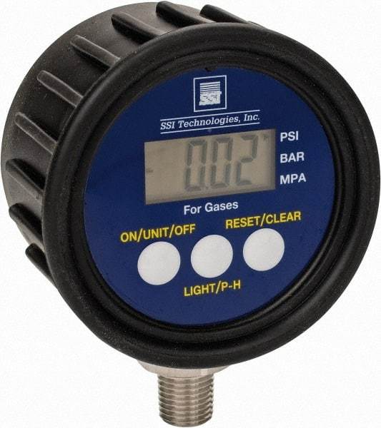 SSI Technologies - 2-1/2" Dial, 1/4 Thread, 0-300 Scale Range, Pressure Gauge - Lower Connection Mount, Accurate to 1% of Scale - Caliber Tooling