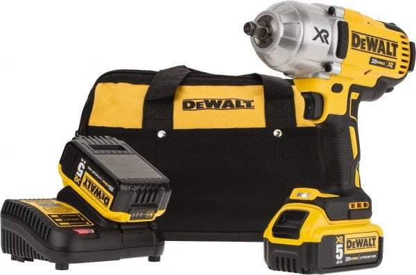 DeWALT - 1/2" Drive 20 Volt Mid-Handle Cordless Impact Wrench & Ratchet - 1,900 RPM, 0 to 2,400 BPM, 700 Ft/Lb Torque, 2 Lithium-Ion Batteries Included - Caliber Tooling