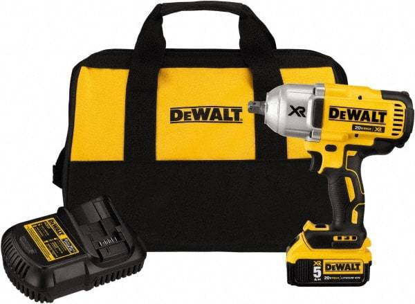 DeWALT - 1/2" Drive 20 Volt Mid-Handle Cordless Impact Wrench & Ratchet - 1,900 RPM, 0 to 2,400 BPM, 700 Ft/Lb Torque, 1 Lithium-Ion Battery Included - Caliber Tooling