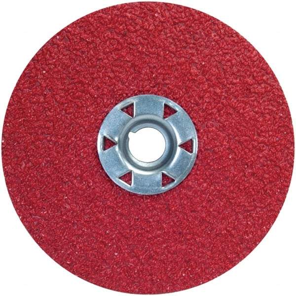 Norton - 4-1/2" Diam 5/8-11 Threaded Hole 60 Grit Fiber Disc - Ceramic Alumina, 11,000 Max RPM - Caliber Tooling