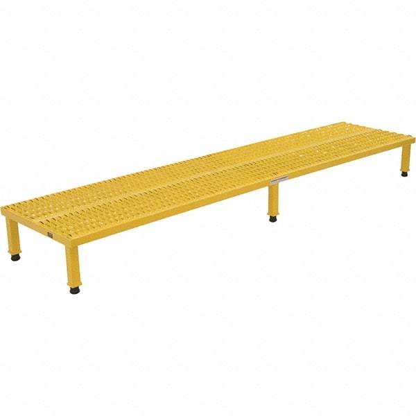 Vestil - 9" High x 24" Wide x 96" Deep, Yellow Step Stand - Steel, 500 Lb Capacity - Caliber Tooling