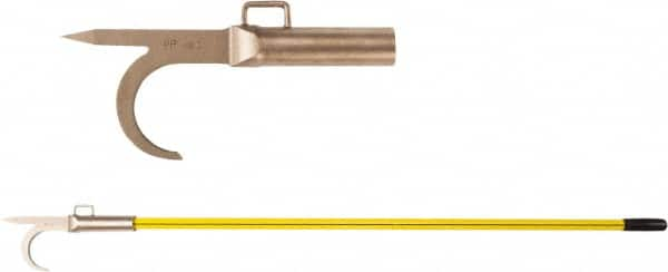 Ampco - 3 Lb Head Pike Pole with Hook - 72" OAL, 57" Long Handle, Fiberglass Straight Handle, 15" Long Head - Caliber Tooling