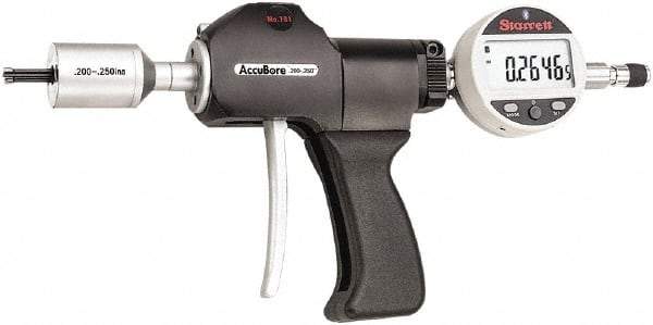 Starrett - Electronic Bore Gages Type: Pistol Grip Electronic Bore Gage Minimum Measurement (Decimal Inch): 0.2000 - Caliber Tooling