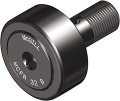 McGill - 40mm Roller Diam x 20mm Width, 18mm Stud Diam x 37mm Length, Crowned Sealed Stud Cam Follower with Hex - Steel, 19mm Thread Length, M18x1.5 Thread, 58mm OAL, 2,999 Lb Dynamic Cap, 4,451 Lb Static Cap - Caliber Tooling