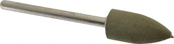 Grier Abrasives - 3/8" Max Diam x 2-1/4" Long, Cone B52, Rubberized Point - Fine Grade, Aluminum Oxide, Mounted - Caliber Tooling