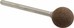 Grier Abrasives - 1/2" Max Diam x 1-3/4" Long, Ball B121, Rubberized Point - Medium Grade, Aluminum Oxide, Mounted - Caliber Tooling