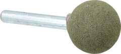 Grier Abrasives - 1" Max Diam x 2" Long, Ball A25, Rubberized Point - Coarse Grade, Aluminum Oxide, Mounted - Caliber Tooling