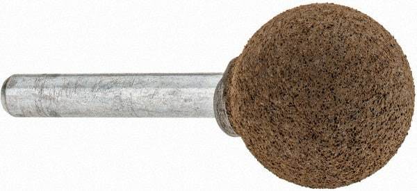 Grier Abrasives - 1" Max Diam x 2" Long, Ball A25, Rubberized Point - Coarse Grade, Aluminum Oxide, Mounted - Caliber Tooling