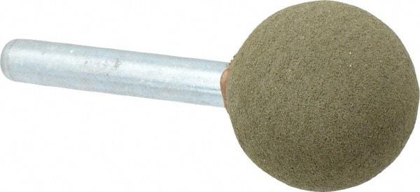 Grier Abrasives - 1" Max Diam x 2" Long, Ball A25, Rubberized Point - Medium Grade, Aluminum Oxide, Mounted - Caliber Tooling