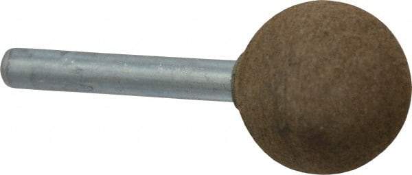 Grier Abrasives - 1" Max Diam x 2" Long, Ball A25, Rubberized Point - Medium Grade, Aluminum Oxide, Mounted - Caliber Tooling