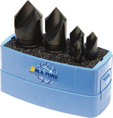 M.A. Ford - 5 Piece, 1/4 to 1" Head Diam, 100° Included Angle, Single End Countersink Set - Caliber Tooling